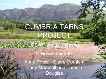 CUMBRIA TARNS PROJECT 2007 - FreshwaterLife