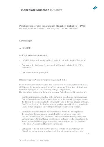 Positionspapier der Finanzplatz München Initiative (FPMI)