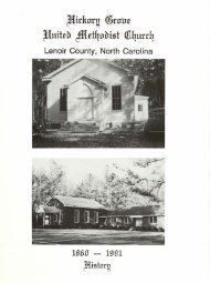 Hickory Grove United Methodist Church History, 1860-1991