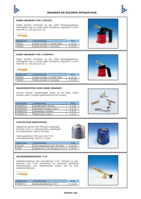 BRANDER EN SOLDEER APPARATUUR - Gaswinkel