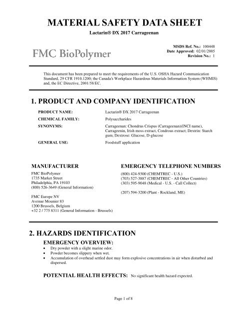 Lactarin® DX 2017 Carrageenan - FMC Corporation