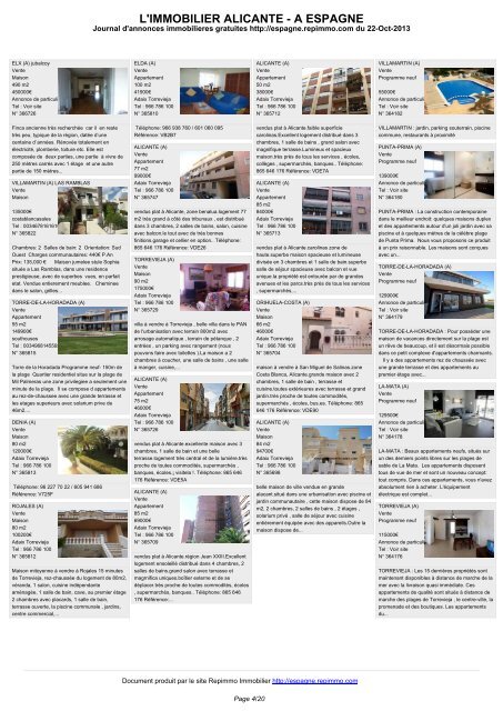 Journal immobilier ALICANTE - Immobilier en Espagne - Repimmo