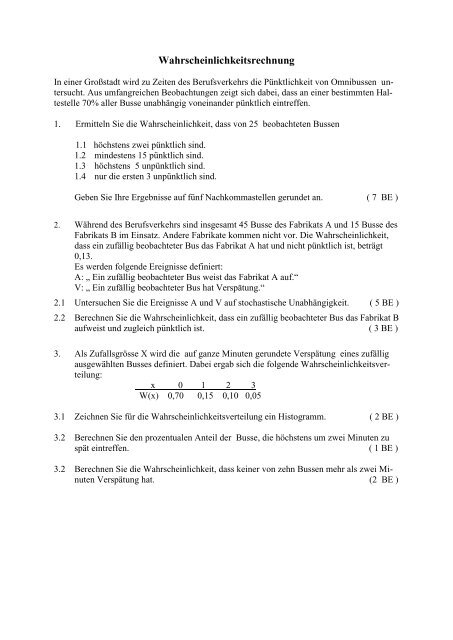 Beispiel einer 3. Schulaufgabe - FOS-Friedberg