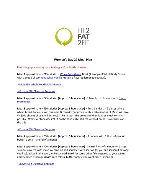 Women S Day 29 Meal Plan Fit2fat2fit
