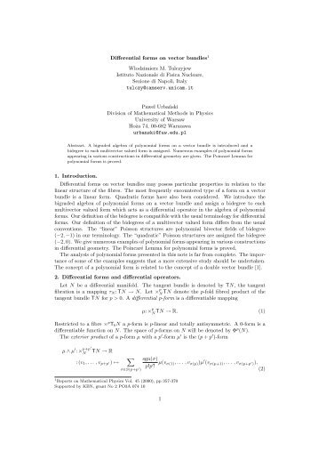 Differential forms on vector bundles1 Wlodzimierz M. Tulczyjew ...