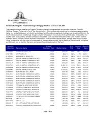 The following portfolio data for the Franklin Templeton funds is made ...