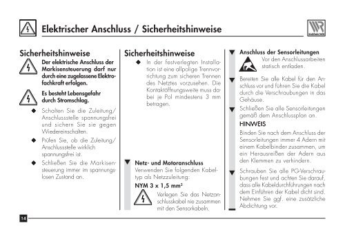 und Bedienungsanleitung Markisen - Betting und Buss Gbr