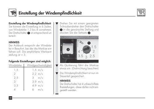 und Bedienungsanleitung Markisen - Betting und Buss Gbr