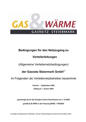 Allgemeine Verteilernetzbedingungen - Gasnetz Steiermark GmbH