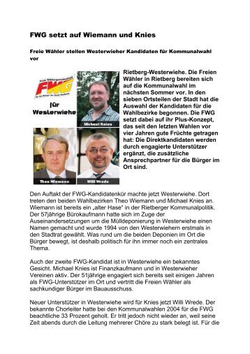FWG im Internet: Mehr Infos auf einen Blick - FWG Rietberg