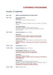 CONFERENCE PROGRAMME Thursday, 15th September