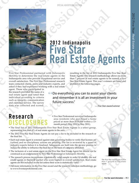 2012 Indianapolis Five Star Real Estate Agents