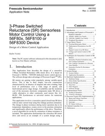 3-Phase Switched Reluctance (SR) Sensorless Motor ... - Freescale