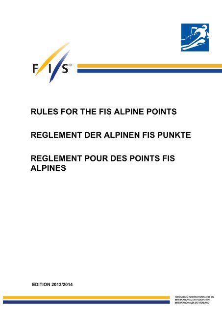 rules for the fis alpine points reglement der alpinen fis punkte ...