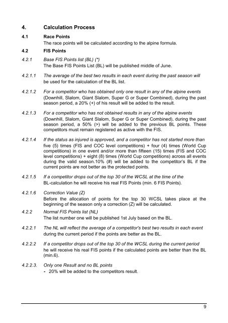 rules for the fis alpine points reglement der alpinen fis punkte ...