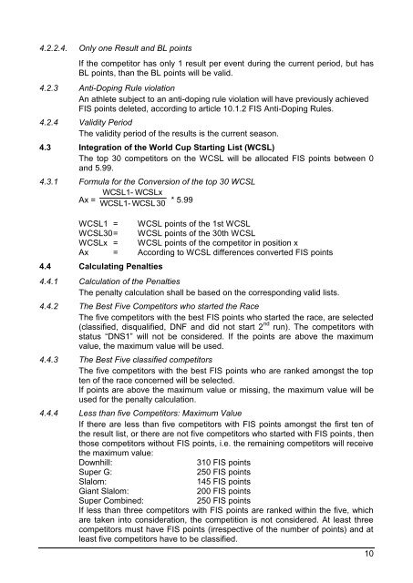 rules for the fis alpine points reglement der alpinen fis punkte ...