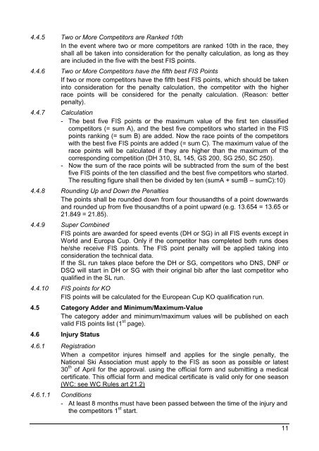 rules for the fis alpine points reglement der alpinen fis punkte ...