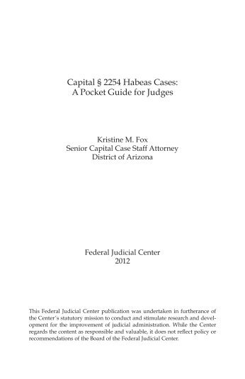 Capital § 2254 Habeas Cases: A Pocket Guide for Judges