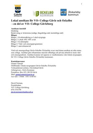 Lokal ansökan - Vård- och omsorgscollege Gävleborg