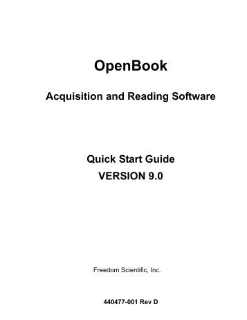 OpenBook 9 Quick Start Guide (PDF) - Freedom Scientific