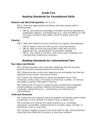 Grade Five Reading Standards for Foundational Skills Reading ...