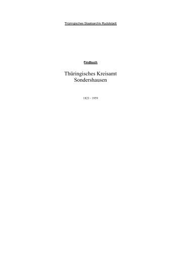 5-34-1400 Thüringisches Kreisamt Sondershausen - Freistaat ...