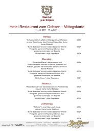 Hotel Restaurant zum Ochsen - Mittagskarte - GastRaum