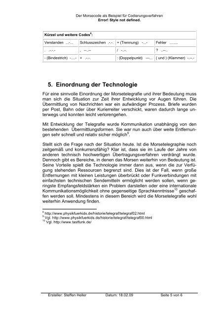 Codierungsverfahren: Samuel Morse - Frank Barth