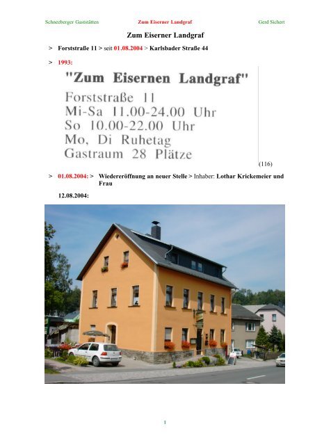Zum Eiserner Landgraf - Freundeskreis Stadtarchiv Schneeberg
