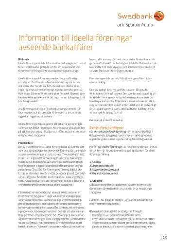 Krav på ideella föreningar - Swedbank