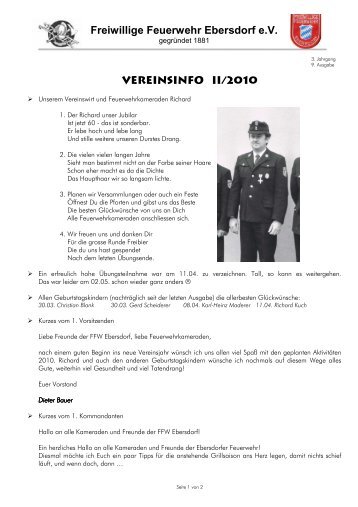 Vereinsinfo II/2010 Freiwillige Feuerwehr Ebersdorf e.V. - VR-Web