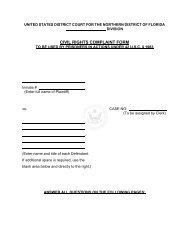 Civil Rights Complaint Form - the Northern District of Florida