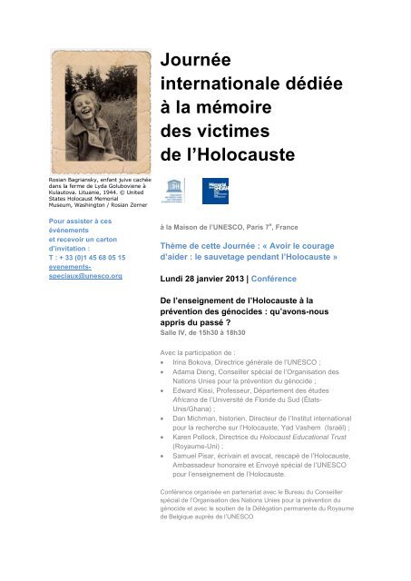 programme - Fondation pour la Mémoire de la Shoah