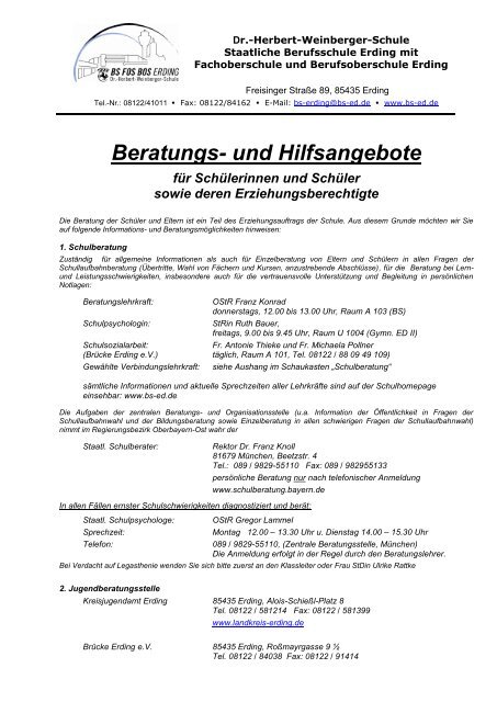 Beratungs- und Hilfsangebote