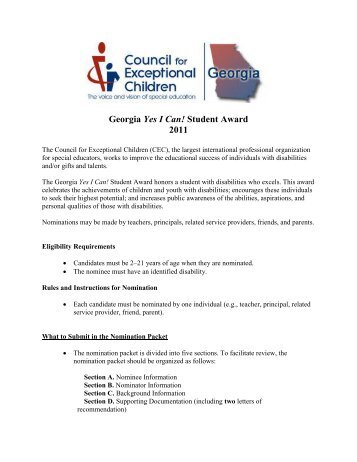 Georgia 2011 Yes I Can Award.pdf - Georgia Federation Council for ...