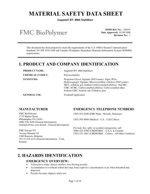 Isagum® BV 4866 Stabilizer - FMC Corporation