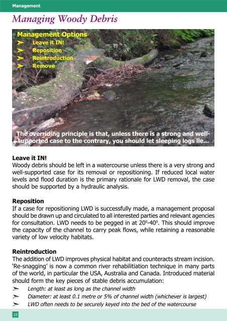 Managing Woody Debris - FreshwaterLife