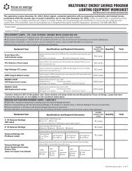 Lighting Equipment Worksheet - Focus on Energy