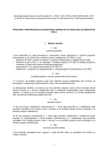 1 Na podlagi Statuta Univerze na Primorskem (Ur. l. RS št. 73/03 ...