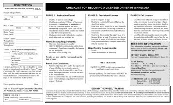 CHECKLIST FOR BECOMING A LICENSED DRIVER IN MINNESOTA