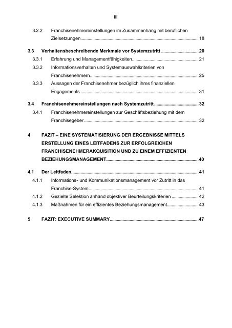 Franchisenehmer- akquisition und -bindung 2003 - F&C