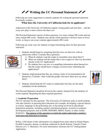 Writing the UC Personal Statement - Foothill College