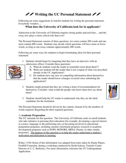 Writing the UC Personal Statement - Foothill College