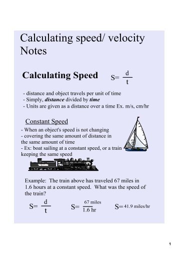Calculating speed/ velocity Notes
