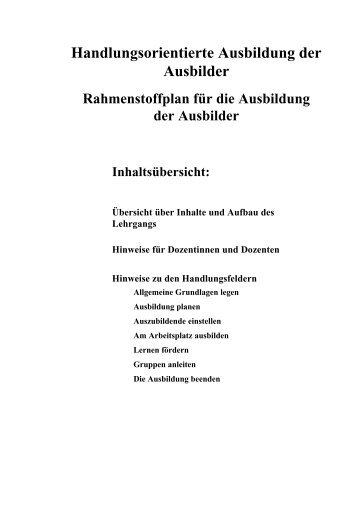 Rahmenstoffplan für die Ausbildung der Ausbilder - foraus.de