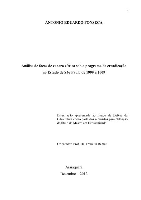 Dissertação Antonio Eduardo Fonseca - Fundecitrus