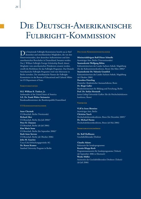 Jahresbericht 2005/2006 - Fulbright-Kommission