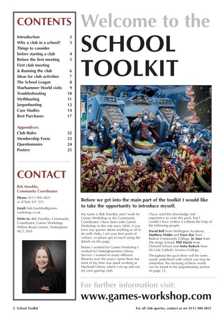 School Toolkit 2010 - Games Workshop