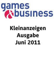 Kleinanzeigen Ausgabe Juni 2011 - Games & Business