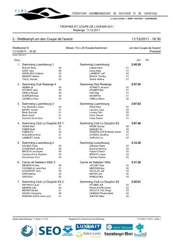 2 - Wettkampf um den Coupe de l'avenir 11/12/2011 - 16:30